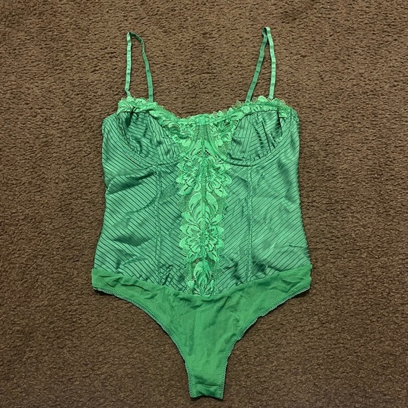 Free People Intimately Good Luck Charm Bodysuit In Putt Putt Green - Picture 5 of 8